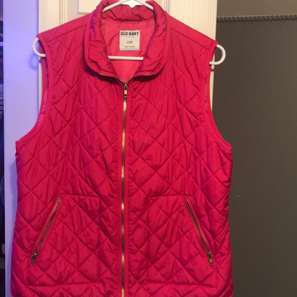 Hot pink old navy puffer vest